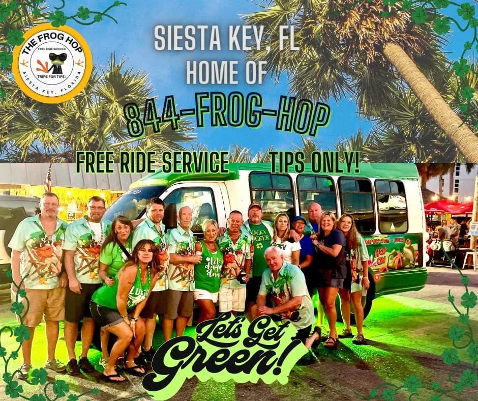 Riders celebrating St. Patrick's Day aboard The Frog Hop
